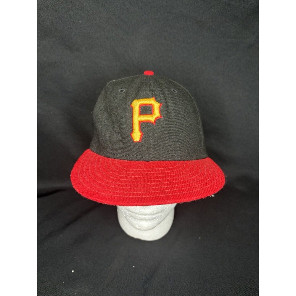 Pittsburgh Pirates Hat Sz 7 1/4th Vintage New Era 59Fifty Red Brim USA Made Wool
